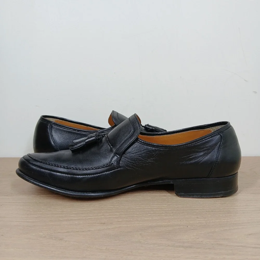 Magnanni Tassel Loafers Mens 9M Black Leather Dress Office Business Casual